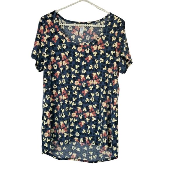 LuLaRoe High Low Tunic Blouse Top Disney Mickey Mouse Scoop Neck Blue Size M - Picture 1 of 7